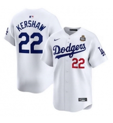 Men Los Angeles Dodgers 22 Clayton Kershaw White 2024 World Series Home Limited Stitched Baseball Jersey Men Los Angeles Dodgers 22 Clayton Kershaw White 2024 World Series Home Limited Stitched Baseball Jersey