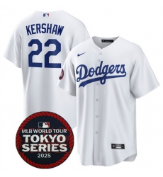 Men Los Angeles Dodgers 22 Clayton Kershaw White 2025 World Tour Tokyo Series Home Stitched Baseball Jersey Men Los Angeles Dodgers 22 Clayton Kershaw White 2025 World Tour Tokyo Series Home Stitched Baseball Jersey