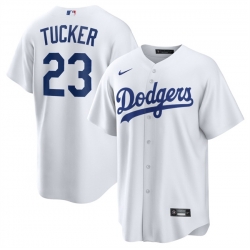 Men Los Angeles Dodgers 23 Kyle Tucker White Cool Base Stitched Baseball Jersey