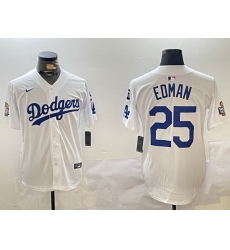 Men Los Angeles Dodgers 25 Tommy Edman White 2024 World Series With Fernando Memorial Patch Home Limited Stitched Baseball Jersey 1 Men Los Angeles Dodgers 25 Tommy Edman White 2024 World Series With Fernando Memorial Patch Home Limited Stitched Baseball Jersey 1
