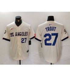 Men Los Angeles Dodgers 27 Mike Trout Cream 2024 City Connect Limited Stitched Baseball Jersey 1 Men Los Angeles Dodgers 27 Mike Trout Cream 2024 City Connect Limited Stitched Baseball Jersey 1
