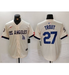 Men Los Angeles Dodgers 27 Mike Trout Cream 2024 City Connect Limited Stitched Baseball Jersey 4 Men Los Angeles Dodgers 27 Mike Trout Cream 2024 City Connect Limited Stitched Baseball Jersey 4