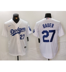 Men Los Angeles Dodgers 27 Trevor Bauer White Stitched Baseball Jersey 3 Men Los Angeles Dodgers 27 Trevor Bauer White Stitched Baseball Jersey 3