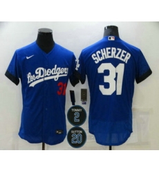 Men Los Angeles Dodgers 31 Max Scherzer Blue 2 20 Patch City Connect Flex Base Stitched Jersey Men Los Angeles Dodgers 31 Max Scherzer Blue 2 20 Patch City Connect Flex Base Stitched Jersey