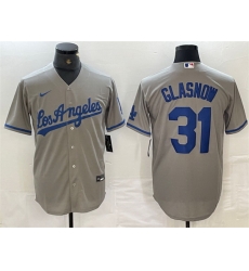 Men Los Angeles Dodgers 31 Tyler Glasnow Grey Cool Base Stitched Baseball Jersey Men Los Angeles Dodgers 31 Tyler Glasnow Grey Cool Base Stitched Baseball Jersey