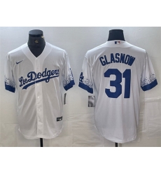 Men Los Angeles Dodgers 31 Tyler Glasnow White City Connect Cool Base Stitched Baseball Jersey Men Los Angeles Dodgers 31 Tyler Glasnow White City Connect Cool Base Stitched Baseball Jersey