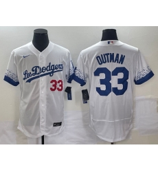 Men Los Angeles Dodgers 33 James Outman White City Connect Flex Base Stitched Baseball Jersey Men Los Angeles Dodgers 33 James Outman White City Connect Flex Base Stitched Baseball Jersey