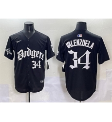Men Los Angeles Dodgers 34 Fernando Valenzuela Black 2025 LA Gothic Style With 2024 World Series Champions Patch Vapor Premier Limited Stitched Baseball Je Men Los Angeles Dodgers 34 Fernando Valenzuela Black 2025 LA Gothic Style With 2024 World Series Champions Patch Vapor Premier Limited Stitched Baseball Je