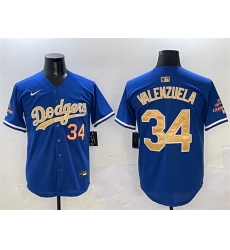 Men Los Angeles Dodgers 34 Fernando Valenzuela Royal 2025 Gold Collection Limited Stitched Baseball Jersey