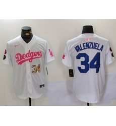 Men Los Angeles Dodgers 34 Fernando Valenzuela White Pink Vin 26 Kobe Patch Stitched Baseball Jersey 2 Men Los Angeles Dodgers 34 Fernando Valenzuela White Pink Vin 26 Kobe Patch Stitched Baseball Jersey 2