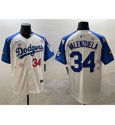 Men Los Angeles Dodgers 34 Fernando Valenzuela White Royal 2025 Tokyo Series Limited Stitched Baseball Jersey Men Los Angeles Dodgers 34 Fernando Valenzuela White Royal 2025 Tokyo Series Limited Stitched Baseball Jersey