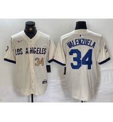 Men Los Angeles Dodgers 34 Toro Valenzuela Cream Stitched Baseball Jersey 5 Men Los Angeles Dodgers 34 Toro Valenzuela Cream Stitched Baseball Jersey 5