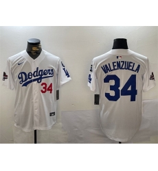Men Los Angeles Dodgers 34 Toro Valenzuela White 2024 World Series Champions With Fernando Memorial Patch Home Limited Stitched Baseball Jersey Men Los Angeles Dodgers 34 Toro Valenzuela White 2024 World Series Champions With Fernando Memorial Patch Home Limited Stitched Baseball Jersey