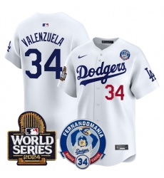 Men Los Angeles Dodgers 34 Toro Valenzuela White 2024 World Series Vapor Premier Limited Stitched Baseball Jersey Men Los Angeles Dodgers 34 Toro Valenzuela White 2024 World Series Vapor Premier Limited Stitched Baseball Jersey