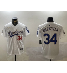 Men Los Angeles Dodgers 34 Toro Valenzuela White Gold 2024 World Series With Fernando Memorial Patch Home Limited Stitched Baseball Jersey Men Los Angeles Dodgers 34 Toro Valenzuela White Gold 2024 World Series With Fernando Memorial Patch Home Limited Stitched Baseball Jersey