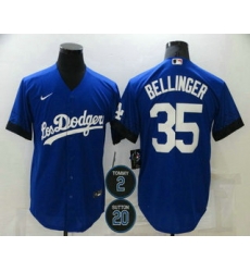 Men Los Angeles Dodgers 35 Cody Bellinger Blue 2 20 Patch City Connect Cool Base Stitched Jersey Men Los Angeles Dodgers 35 Cody Bellinger Blue 2 20 Patch City Connect Cool Base Stitched Jersey