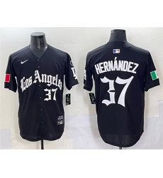 Men Los Angeles Dodgers 37 Teoscar Hernandez Black 2025 LA Gothic Style With Fernando Patch Vapor Premier Limited Stitched Baseball Jersey