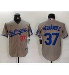 Men Los Angeles Dodgers 37 Teoscar Hernandez Grey Cool Base Stitched Baseball Jersey 1 Men Los Angeles Dodgers 37 Teoscar Hernandez Grey Cool Base Stitched Baseball Jersey 1