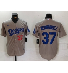 Men Los Angeles Dodgers 37 Teoscar Hernandez Grey Cool Base Stitched Baseball Jersey 4 Men Los Angeles Dodgers 37 Teoscar Hernandez Grey Cool Base Stitched Baseball Jersey 4