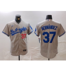 Men Los Angeles Dodgers 37 Teoscar Hernandez Grey Flex Base Stitched Baseball Jersey 2 Men Los Angeles Dodgers 37 Teoscar Hernandez Grey Flex Base Stitched Baseball Jersey 2