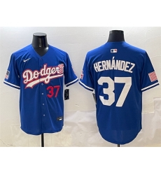 Men Los Angeles Dodgers 37 Teoscar Hernandez Royal With American Flag Patch Limited Stitched Baseball Jersey Men Los Angeles Dodgers 37 Teoscar Hernandez Royal With American Flag Patch Limited Stitched Baseball Jersey