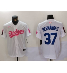 Men Los Angeles Dodgers 37 Teoscar Hernandez White Pink Vin 26 Kobe Patch Stitched Baseball Jersey 2 Men Los Angeles Dodgers 37 Teoscar Hernandez White Pink Vin 26 Kobe Patch Stitched Baseball Jersey 2