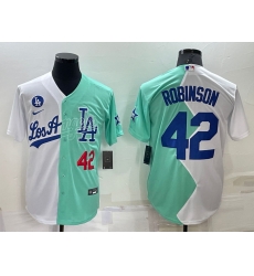 Men Los Angeles Dodgers 42 Jackie Robinson 2022 All Star White Green Cool Base Stitched Baseball Jerseys Men Los Angeles Dodgers 42 Jackie Robinson 2022 All Star White Green Cool Base Stitched Baseball Jerseys