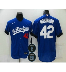 Men Los Angeles Dodgers 42 Jackie Robinson Blue 2 20 Patch City Connect Flex Base Stitched Jersey Men Los Angeles Dodgers 42 Jackie Robinson Blue 2 20 Patch City Connect Flex Base Stitched Jersey