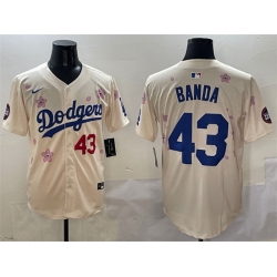 Men Los Angeles Dodgers 43 Anthony Banda Cream 2025 Tokyo Series Limited Stitched Baseball Jersey