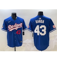 Men Los Angeles Dodgers 43 Anthony Banda Royal With American Flag Patch Limited Stitched Baseball Jersey Men Los Angeles Dodgers 43 Anthony Banda Royal With American Flag Patch Limited Stitched Baseball Jersey