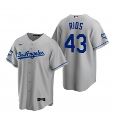 Men Los Angeles Dodgers 43 Edwin Rios Gray 2020 World Series Champions Replica Jersey Men Los Angeles Dodgers 43 Edwin Rios Gray 2020 World Series Champions Replica Jersey