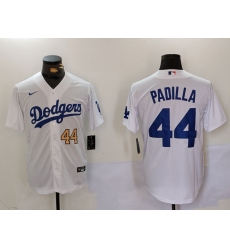 Men Los Angeles Dodgers 44 Vicente Padilla White Cool Base Stitched Baseball Jersey 3 Men Los Angeles Dodgers 44 Vicente Padilla White Cool Base Stitched Baseball Jersey 3