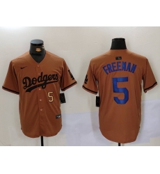 Men Los Angeles Dodgers 5 5 Freddie Freeman Brown Cool Base Stitched Baseball Jersey 6 Men Los Angeles Dodgers 5 5 Freddie Freeman Brown Cool Base Stitched Baseball Jersey 6