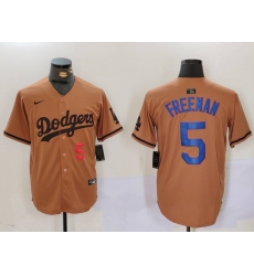 Men Los Angeles Dodgers 5 5 Freddie Freeman Brown Cool Base Stitched Baseball Jersey 7 Men Los Angeles Dodgers 5 5 Freddie Freeman Brown Cool Base Stitched Baseball Jersey 7