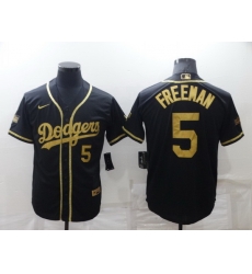 Men Los Angeles Dodgers 5 Freddie Freeman Black Gold Cool Base Stitched Baseball jersey Men Los Angeles Dodgers 5 Freddie Freeman Black Gold Cool Base Stitched Baseball jersey