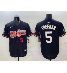 Men Los Angeles Dodgers 5 Freddie Freeman Black Mexico Limited Stitched Baseball Jersey