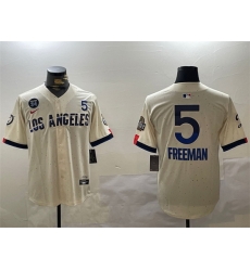 Men Los Angeles Dodgers 5 Freddie Freeman Cream 2024 World Series With Fernando Memorial Patch City Connect Limited Stitched Baseball Jersey Men Los Angeles Dodgers 5 Freddie Freeman Cream 2024 World Series With Fernando Memorial Patch City Connect Limited Stitched Baseball Jersey