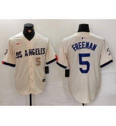 Men Los Angeles Dodgers 5 Freddie Freeman Cream Stitched Baseball Jersey 1 Men Los Angeles Dodgers 5 Freddie Freeman Cream Stitched Baseball Jersey 1