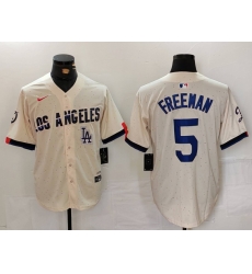 Men Los Angeles Dodgers 5 Freddie Freeman Cream Stitched Baseball Jersey 3 Men Los Angeles Dodgers 5 Freddie Freeman Cream Stitched Baseball Jersey 3