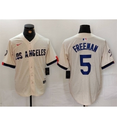 Men Los Angeles Dodgers 5 Freddie Freeman Cream Stitched Baseball Jersey Men Los Angeles Dodgers 5 Freddie Freeman Cream Stitched Baseball Jersey