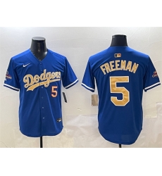 Men Los Angeles Dodgers 5 Freddie Freeman Royal 2025 Gold Collection Limited Stitched Baseball Jersey Men Los Angeles Dodgers 5 Freddie Freeman Royal 2025 Gold Collection Limited Stitched Baseball Jersey