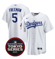 Men Los Angeles Dodgers 5 Freddie Freeman White 2025 World Tour Tokyo Series Home Stitched Baseball Jersey Men Los Angeles Dodgers 5 Freddie Freeman White 2025 World Tour Tokyo Series Home Stitched Baseball Jersey