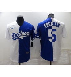 Men Los Angeles Dodgers 5 Freddie Freeman White Blue Split Cool Base Stitched Baseball Jerseys Men Los Angeles Dodgers 5 Freddie Freeman White Blue Split Cool Base Stitched Baseball Jerseys