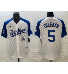 Men Los Angeles Dodgers 5 Freddie Freeman White Blue Vin Patch Cool Base Stitched Baseball Jersey 10 Men Los Angeles Dodgers 5 Freddie Freeman White Blue Vin Patch Cool Base Stitched Baseball Jersey 10