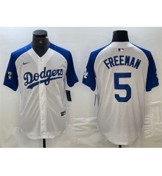 Men Los Angeles Dodgers 5 Freddie Freeman White Blue Vin Patch Cool Base Stitched Baseball Jersey Men Los Angeles Dodgers 5 Freddie Freeman White Blue Vin Patch Cool Base Stitched Baseball Jersey