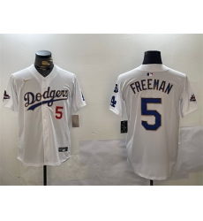 Men Los Angeles Dodgers 5 Freddie Freeman White Gold 2024 World Series Champions With Fernando Memorial Patch Home Limited Stitched Baseball Jersey Men Los Angeles Dodgers 5 Freddie Freeman White Gold 2024 World Series Champions With Fernando Memorial Patch Home Limited Stitched Baseball Jersey