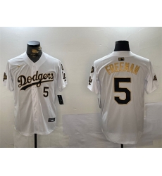 Men Los Angeles Dodgers 5 Freddie Freeman White Gold 2024 World Series Champions With Fernando Memorial Patch Limited Stitched Baseball Jersey Men Los Angeles Dodgers 5 Freddie Freeman White Gold 2024 World Series Champions With Fernando Memorial Patch Limited Stitched Baseball Jersey