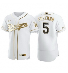 Men Los Angeles Dodgers 5 Freddie Freeman White Golden Flex Base Stitched jersey Men Los Angeles Dodgers 5 Freddie Freeman White Golden Flex Base Stitched jersey