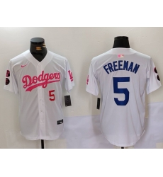 Men Los Angeles Dodgers 5 Freddie Freeman White Pink Vin 26 Kobe Patch Stitched Baseball Jerseys Men Los Angeles Dodgers 5 Freddie Freeman White Pink Vin 26 Kobe Patch Stitched Baseball Jerseys
