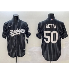 Men Los Angeles Dodgers 50 Mookie Betts Black Cool Base Stitched Baseball Jersey